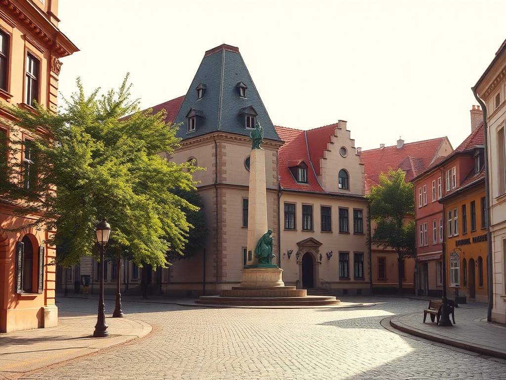 Historyczne zdjęcie Lubaczowa z początku XXI wieku - widok na Rynek i zabudowę miasta