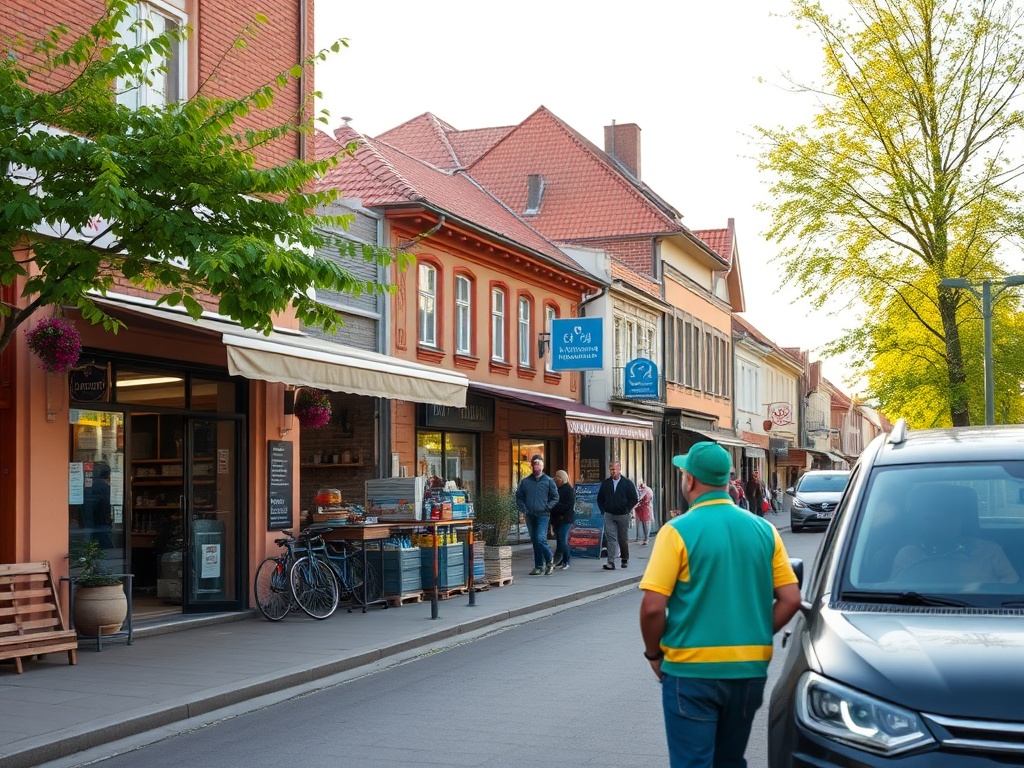 Mapa Lubaczowa z zaznaczonymi symbolami inwestycji dofinansowanych z Funduszy Europejskich